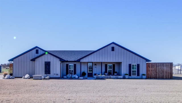 view of modern inspired farmhouse