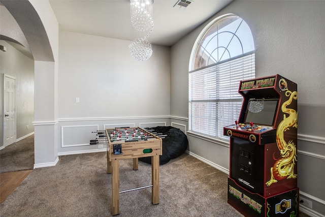 rec room with carpet