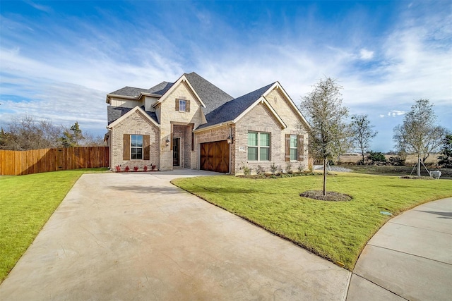 craftsman-style home with a front yard and a garage