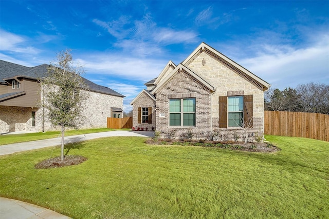 view of front of home with a front yard