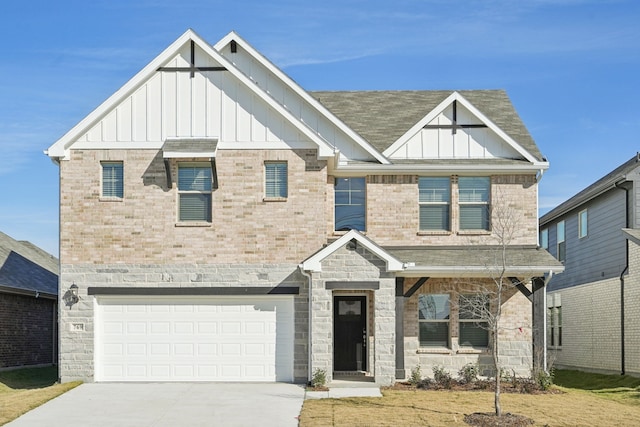 view of front of property featuring covered porch and a garage