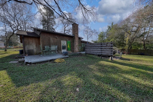 view of yard with a deck