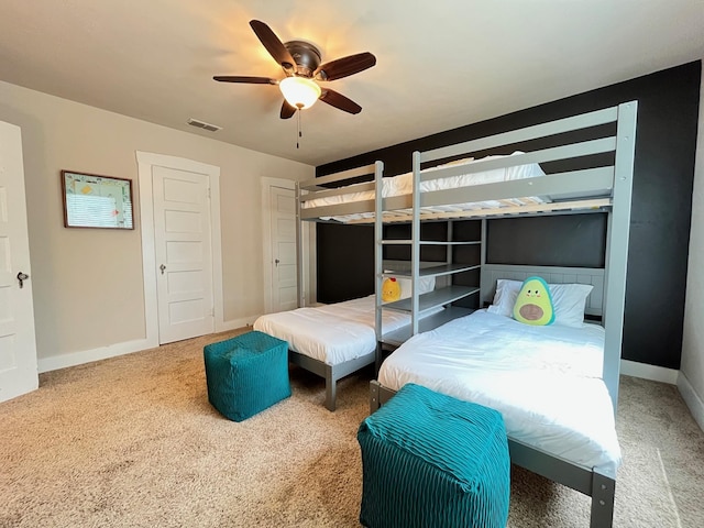 bedroom with carpet and ceiling fan