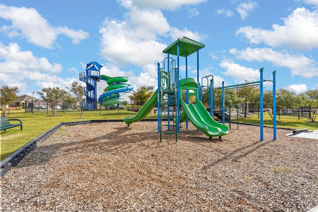 view of playground featuring a yard