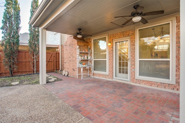 view of patio / terrace featuring ceiling fan