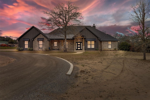 view of modern inspired farmhouse