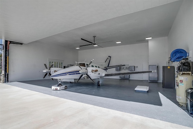 interior space featuring ceiling fan