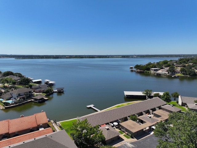 exterior space with a water view