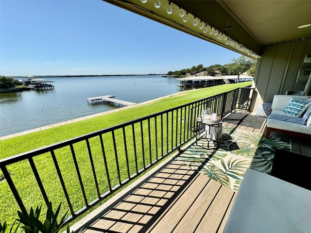 balcony with a water view