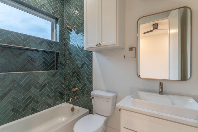 full bathroom featuring vanity, toilet, and shower / bathtub combination