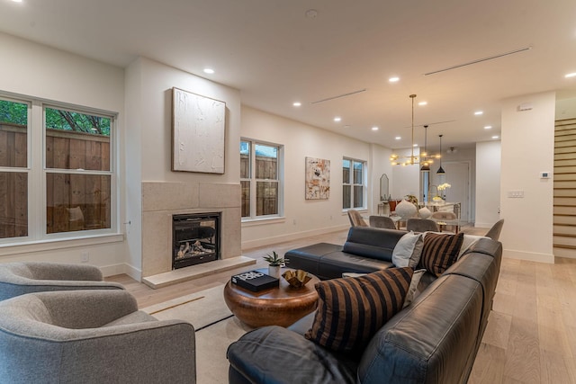 living room featuring light hardwood / wood-style flooring