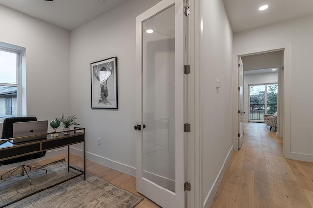 home office featuring light wood-type flooring