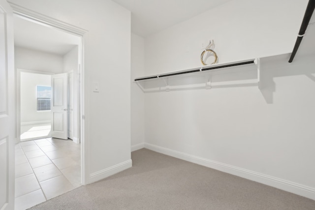 spacious closet with light carpet