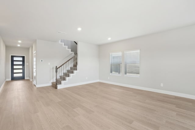 interior space with light hardwood / wood-style flooring