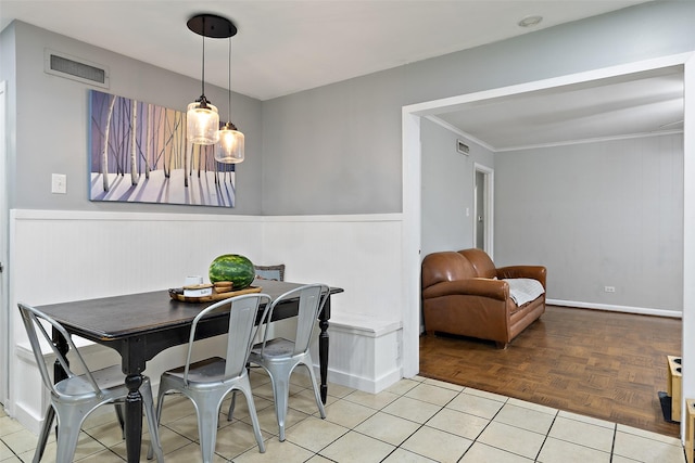 view of tiled dining space