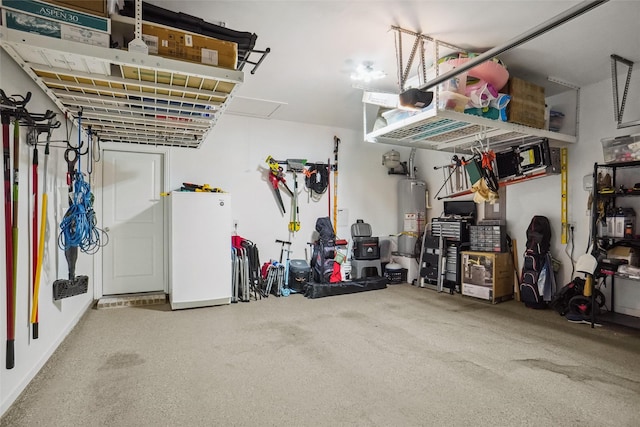 garage with gas water heater