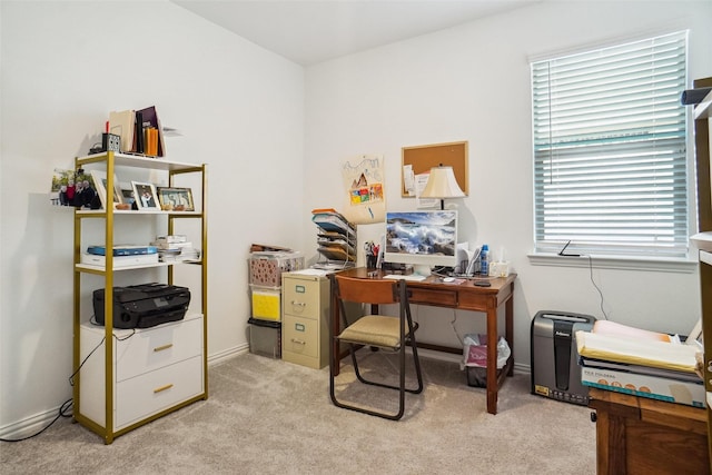 view of carpeted home office