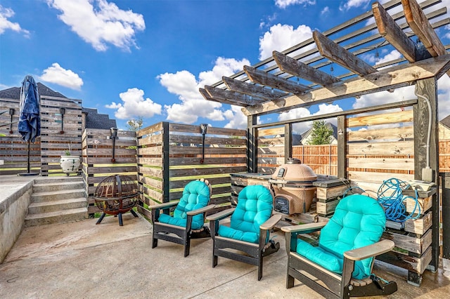 view of patio / terrace featuring a pergola