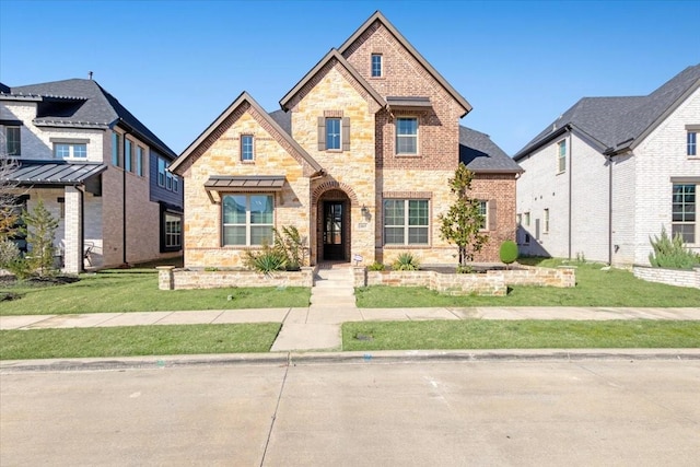 view of front facade featuring a front yard