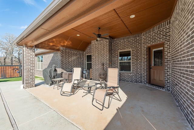 view of patio with ceiling fan