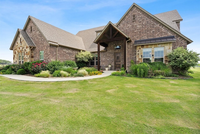 view of front facade featuring a front yard