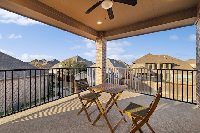 balcony with ceiling fan