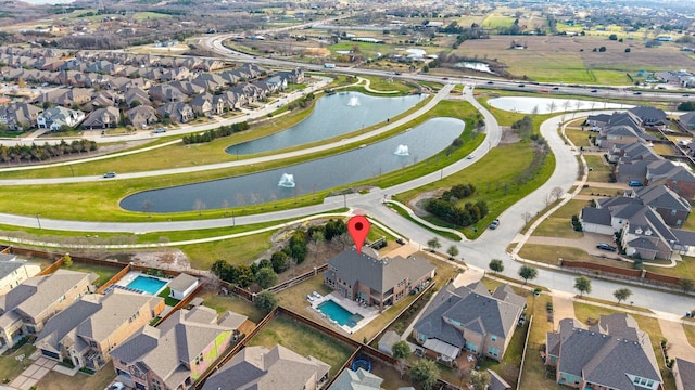 bird's eye view featuring a water view