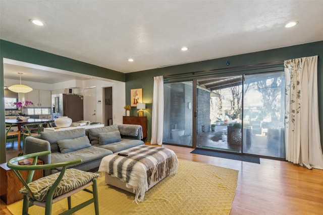 living room with light hardwood / wood-style floors