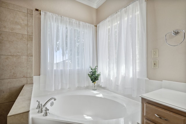 bathroom with a bath and a wealth of natural light