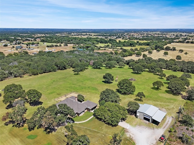 aerial view with a rural view