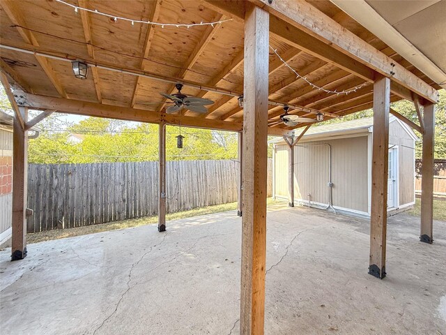 view of patio / terrace featuring ceiling fan