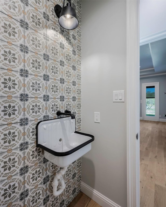 bathroom featuring wood-type flooring