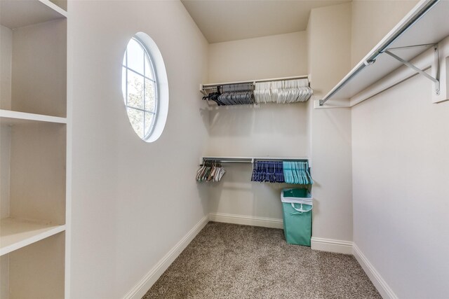 carpeted bedroom with ceiling fan and lofted ceiling