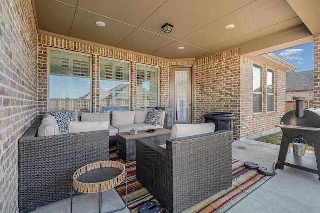 view of patio featuring outdoor lounge area and grilling area