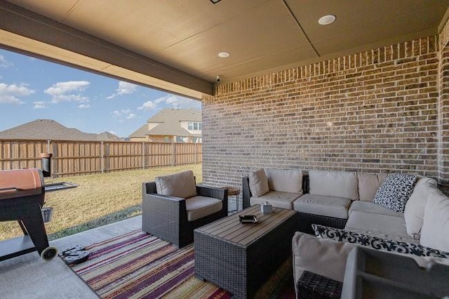 view of patio with an outdoor living space