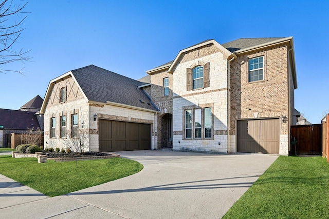 view of front facade featuring a garage and a front yard