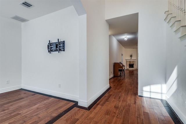 hall featuring dark hardwood / wood-style flooring