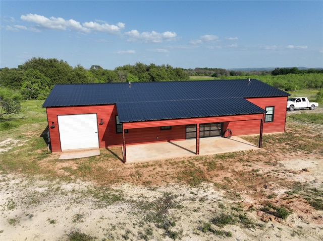 exterior space with a garage