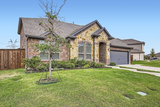 view of front facade featuring a garage and a front yard