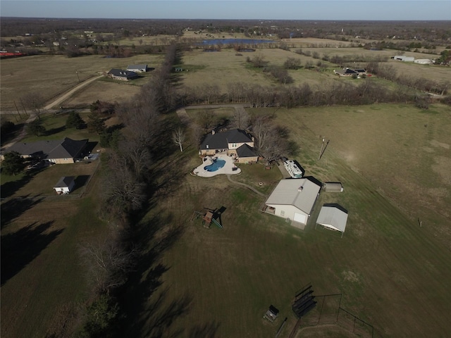 drone / aerial view with a rural view