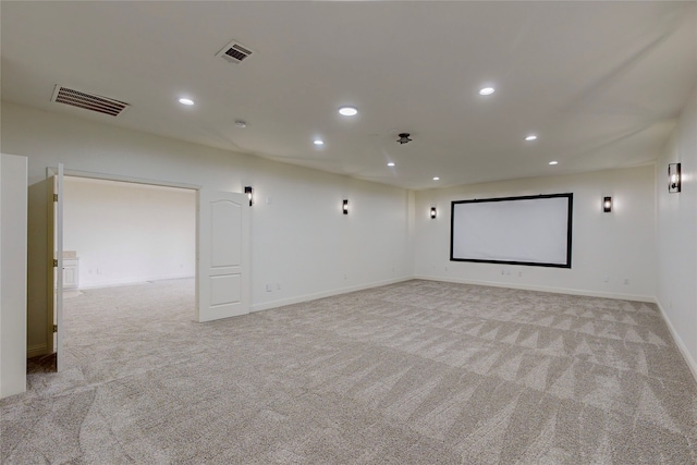 view of carpeted home theater room