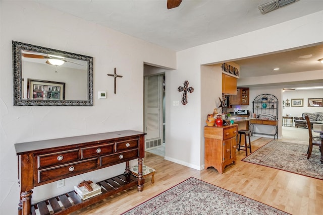 interior space with light hardwood / wood-style flooring