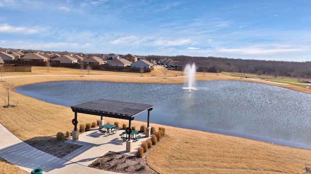 water view featuring a gazebo