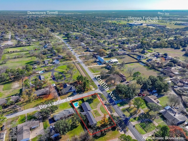 aerial view with a residential view