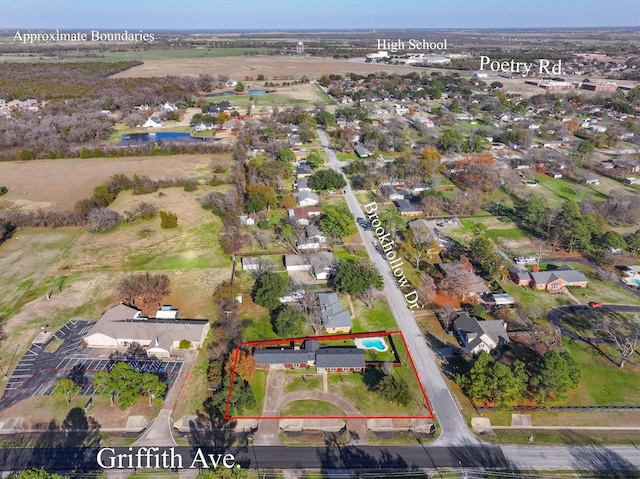 bird's eye view with a residential view