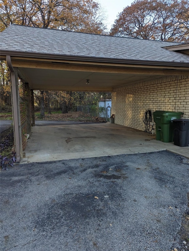 view of parking with a carport