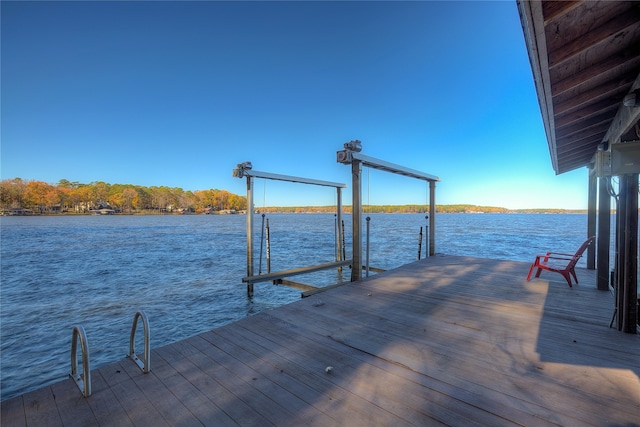 dock area featuring a water view