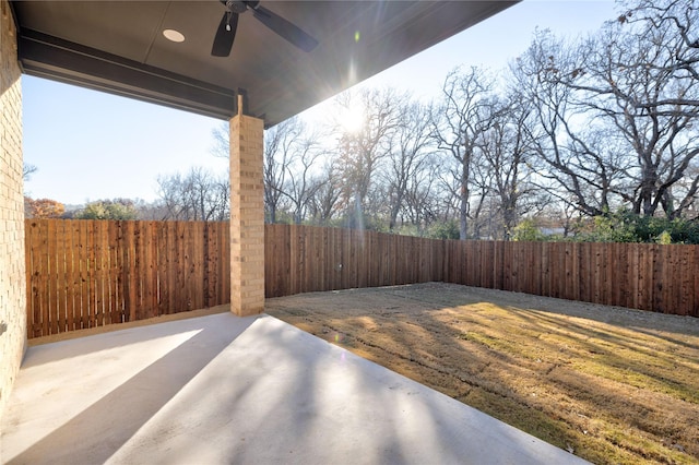 view of patio / terrace featuring ceiling fan