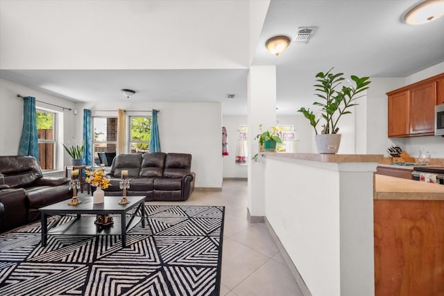 view of tiled living room