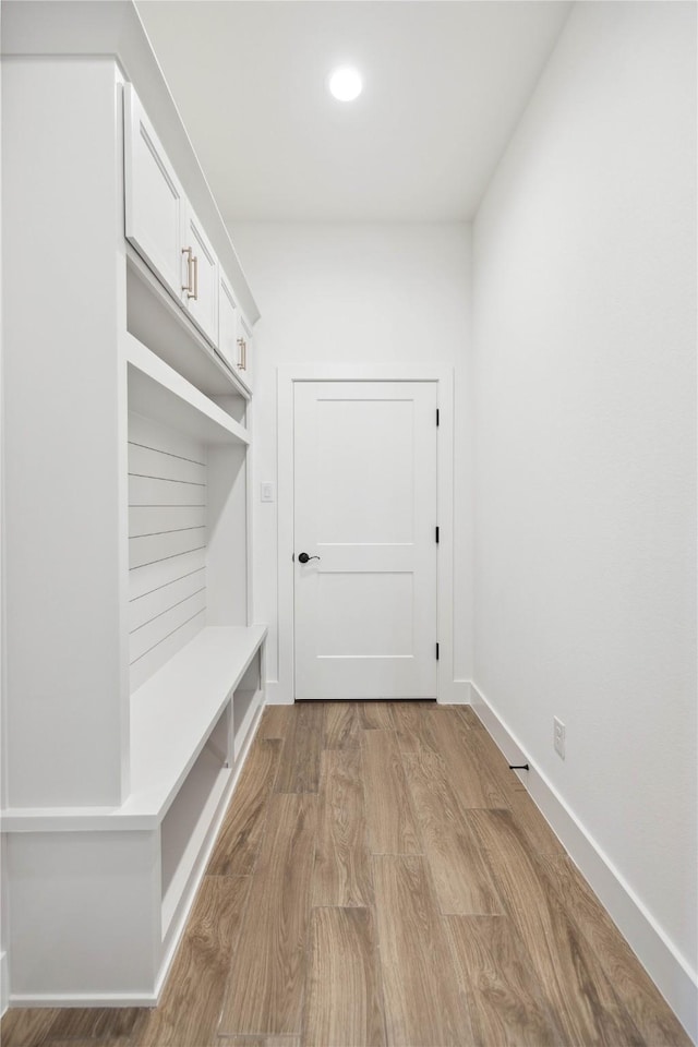 mudroom with light wood-type flooring